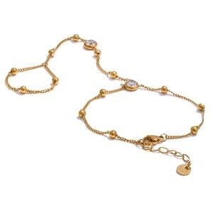 Elegant Gold Beaded Bracelet with Ring